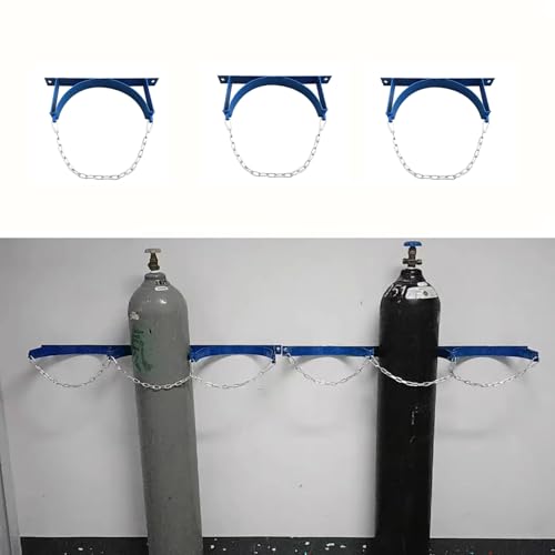 Support mural pour bouteilles de gaz en acier avec chaîne, lot de 3