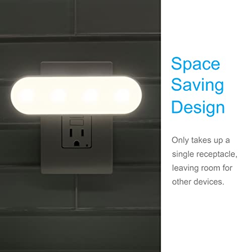 GE Ultrabrite LED Light Bar, 100 Lumens, 4 Pack, Dusk-to-Dawn Sensor, Auto/On/Off Switch, Plug-in, Night Light, Ideal for Dark Spaces, Bedroom, Bathroom, Kitchen, Hallway, Garage, White, 62459 - Image 5