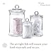 Whole Housewares - Set of 3 Bathroom Canisters - Storage Container Jars - Premium Glass Apothecary Jars with Lids - Small Glass Jar for Kitchen or Bathroom Storage - Decorative Crystal Containers