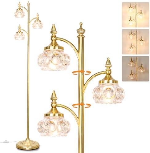 Gold Floor Lamp, Dimmable Tree Floor Lamps for Living Room Brass ...