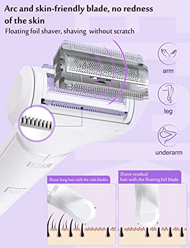 Damenrasierer elektrisch, EESKA Intimrasierer für Frauen, Kabelloser Elektrorasierer Damen für Armen, Beinen, Achseln und Intimbereich Bikinizone, IPX7 Trocken und Nassrasierer Damen, Aufladbar - Image 4