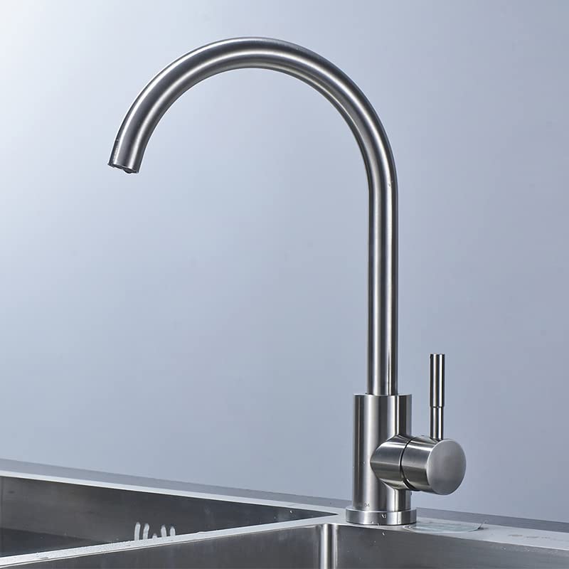 Robinet de cuisine noir et brossé eau chaude et froide orientable 360