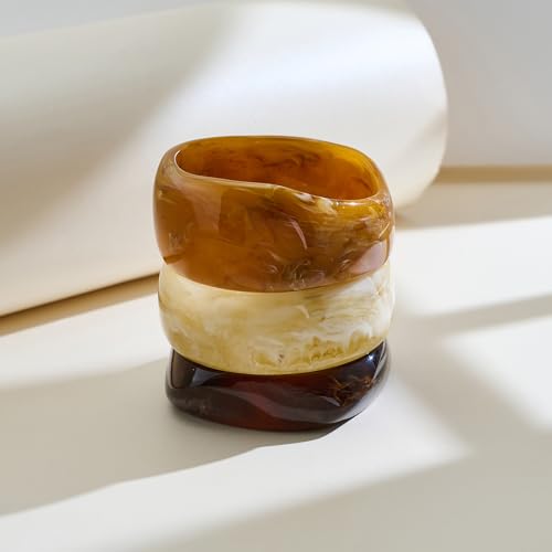 Chunky Resin Bracelet for Women Vintage Tortoiseshell Resin Bangle Bracelets Set Wide Acetate Wristband Acrylic Bracelet Statement Jewelry4