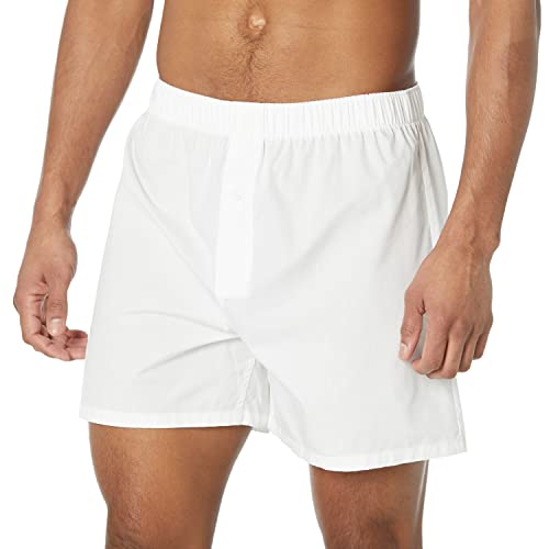 Amazon Essentials Men's Woven Cotton Boxer Short (Available In Big &Tall), Pack Of 5, White, Medium #TOP1
