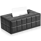 Taschentücher Box, Kosmetiktücherbox Tücher Box aus Leder Magnetverschluss Design Tissue für Esszimmer Schlafzimmer Büro Couchtisch Auto, 25×13.3×9.6 cm, Schwarz