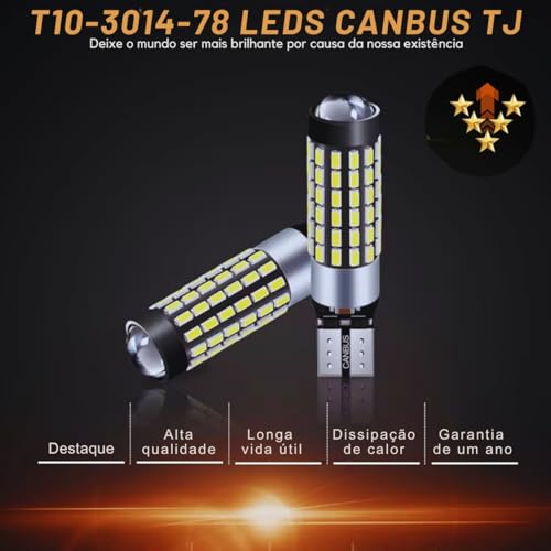Par Lâmpada Pingo T10 78 Leds Canbus