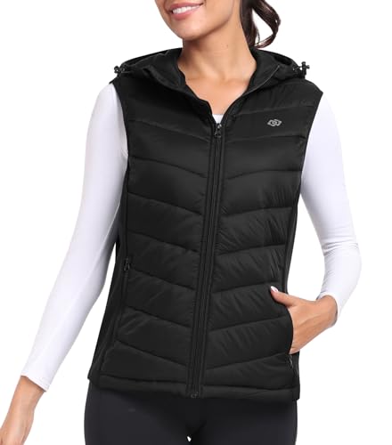 MoFiz Womens Puffer Softshell Vest Hooded Lightweight Insulated Hybrid Down Jacket Full Zip Running Vest2