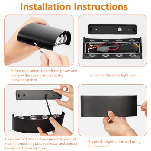 LED Lampade da Parete per Interni, 8W Applique da Parete Interni Lampada, Applique Alluminio Moderno, 3000K bianco caldo, IP65, per Camera da Letto, Scale, Corridoio, Balcon, Soggiorno - Illuminazione - Immagine 5