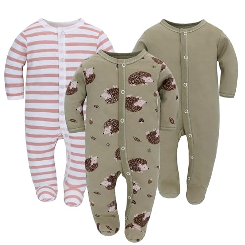 Pyjama bébé Miracle Baby en coton anti-froid avec pieds et boutons pour change nocturne