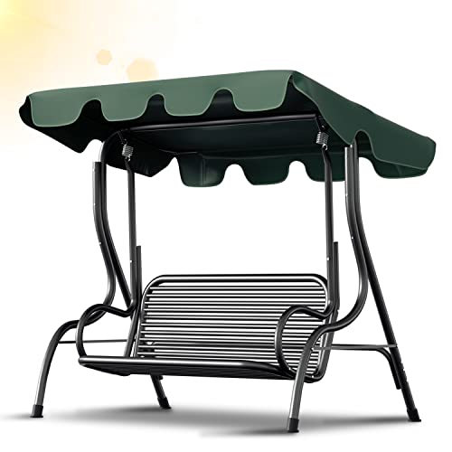 Vigevee Ersatzdach Universal Sonnendach für Hollywoodschaukel UV-Schutz 210x145cm Dach für Gartenschaukel Erastzbezug Grün Dachplane Wasserdichtes für 3-Sitzer