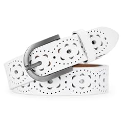 JASGOOD Hollow Genuine Leather Belt for Women Ladies Belt for Jeans Pants Casual Waist Belt