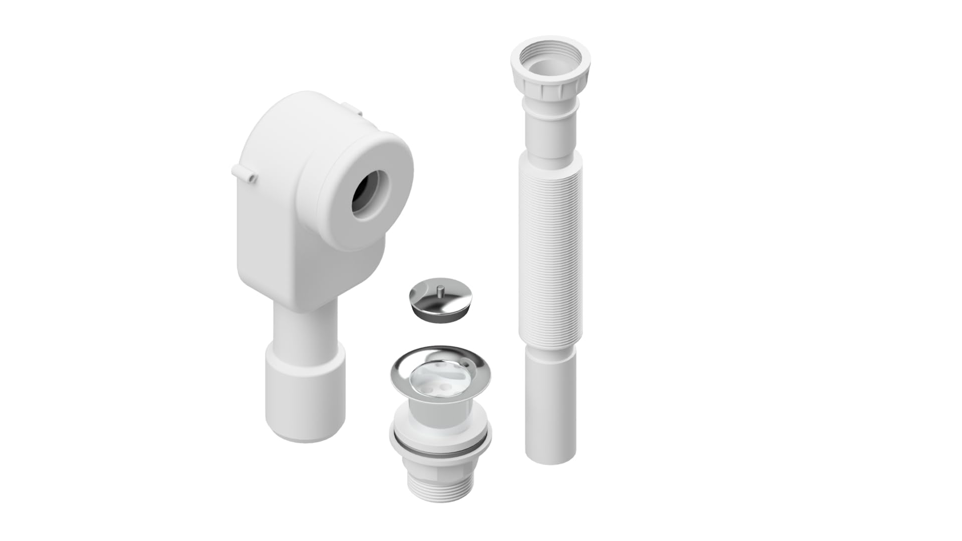 Kit de desagüe para lavabo con desagüe, sifón oculto y tubo corrugado de plástico de 1"1/4 - Idral