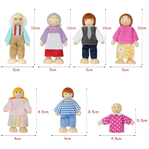 Aolso Wooden Family Dolls Playset of 7 People - Image 2