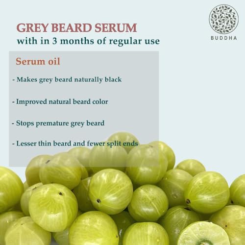 Image of Buddha Natural Grey Beard Serum Oil for White to Black Beard - 100% Natural Herbal Formula with Amla, Brahmi & Almond Oil | Beard Growth & Color Restoring Oil for Men | Turns White Beard to Black - 25 ml