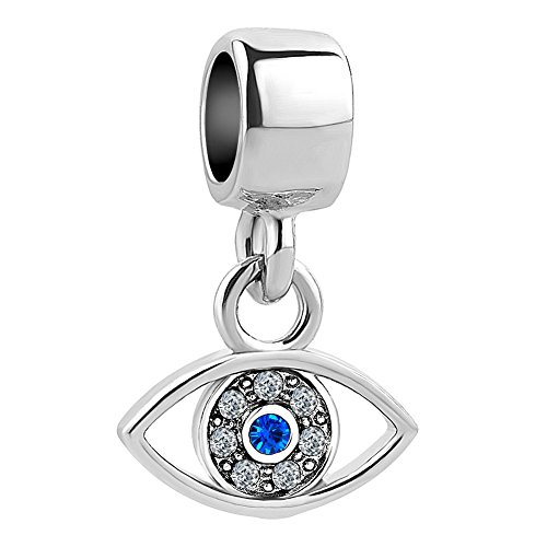 SBI Jewelry Silver Good Luck Blue Evil Eye Charm Compatible with Pandora Bracelet Pendant Dangle Lucky Charm for Women Birthday Jewellery
