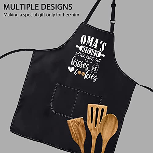 Pofull Oma Gift Apron Birthday Present Oma's Kitchen Never Runs Out Of Kisses And Cookies (Oma's Kitchen Apron) #TOP3