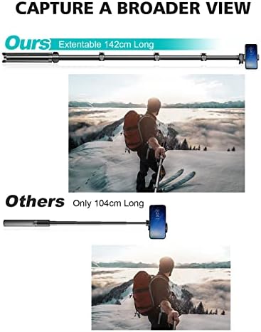 CIRYCASE 55.9" Phone Tripod, Extendable All-In-One Selfie Stick Tripod Stand with Bluetooth Remote & Universal Phone Holder Compatible with iPhone, Galaxy, Camera, Perfect for Selfies/Video Recording