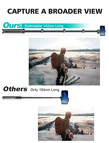 Image of CIRYCASE Selfie Stick Tripod with Light, 170 cm Reinforced, Bluetooth, Multi-Functional, for iPhone and All Smartphones, Travel and Vlogging (Black 67 inches with Camera Stand)