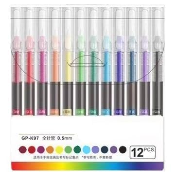 Art Ranger Liquid Ink Rollerball Pens 12Pc Multi Colored 0.5mm Fine Point Gel Pens for Journaling Smooth Writing Office Stationery Art Supplies School Gift