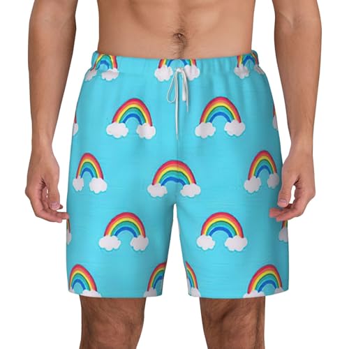 Short de bain pour homme imprimé nuages arc-en-ciel vêtement plage respirant léger