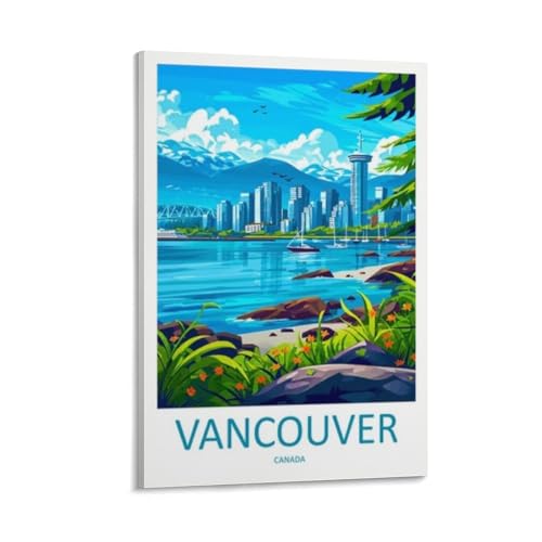 Vancouver Canada Travel Poster Canvas Wall Art 08x12in
