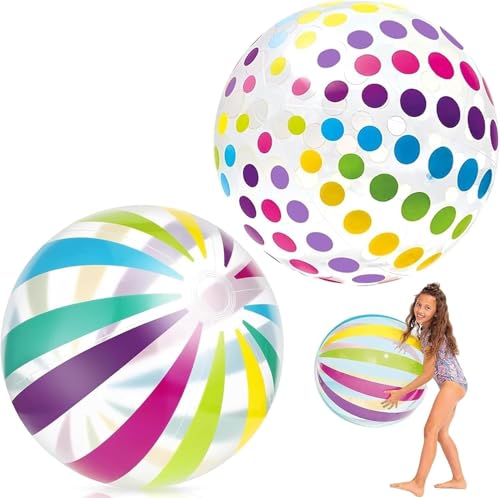 Tismels 2 Pièces Ballon de Plage Gonflable, 40cm Ballon Gonflable Piscine, Inflatable Beach Ball Colorés, pour Jouets de Plage et de Piscine, Activités de...