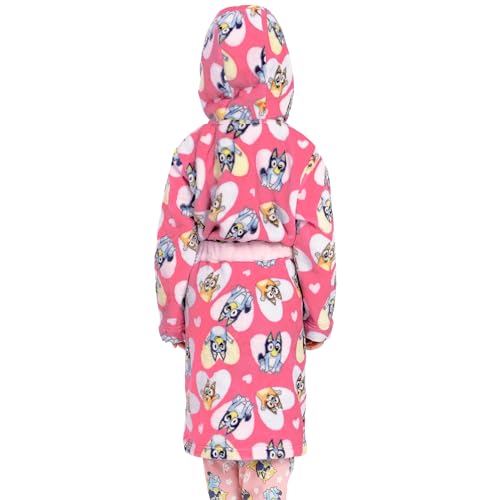 BlueY Bademantel Kinder, Bingo Morgenmantel Mädchen Mit Kapuze, Fleece Bademantel Mädchen, Rosa 128