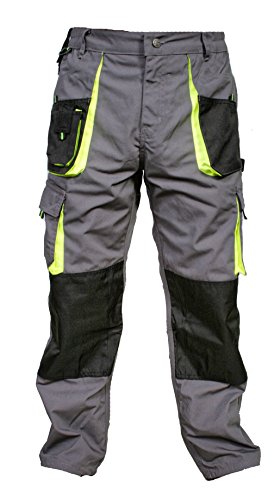Juicy Trendz Men Work Trouers Heavy Duty Worker Wear Cargo Combat Kneepad Pockets Working Pants Grey