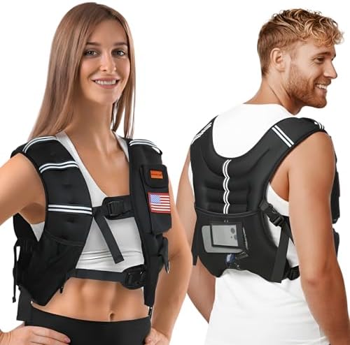 Weighted Vest for Woman and Men, 8lbs/12lbs/16lbs/20lbs/30lbs/40lbs Odorless Adjustable Straps Size Walking Vest,Running Vest with Underarm Buckle, Breathable Mesh Shoulder Pain Relief, Strength Training HIIT