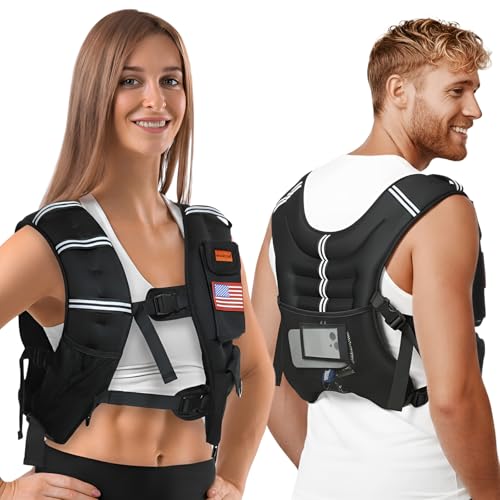 Weighted Vest Woman & Men,8lb/12lb/16lb/20lb/30lb/40lb Plus Size Weighted Vest With Phone Pockets & Reflective Strips for Walking, Running, Hiking,Rucking, Workout, Strength Training - Image 3