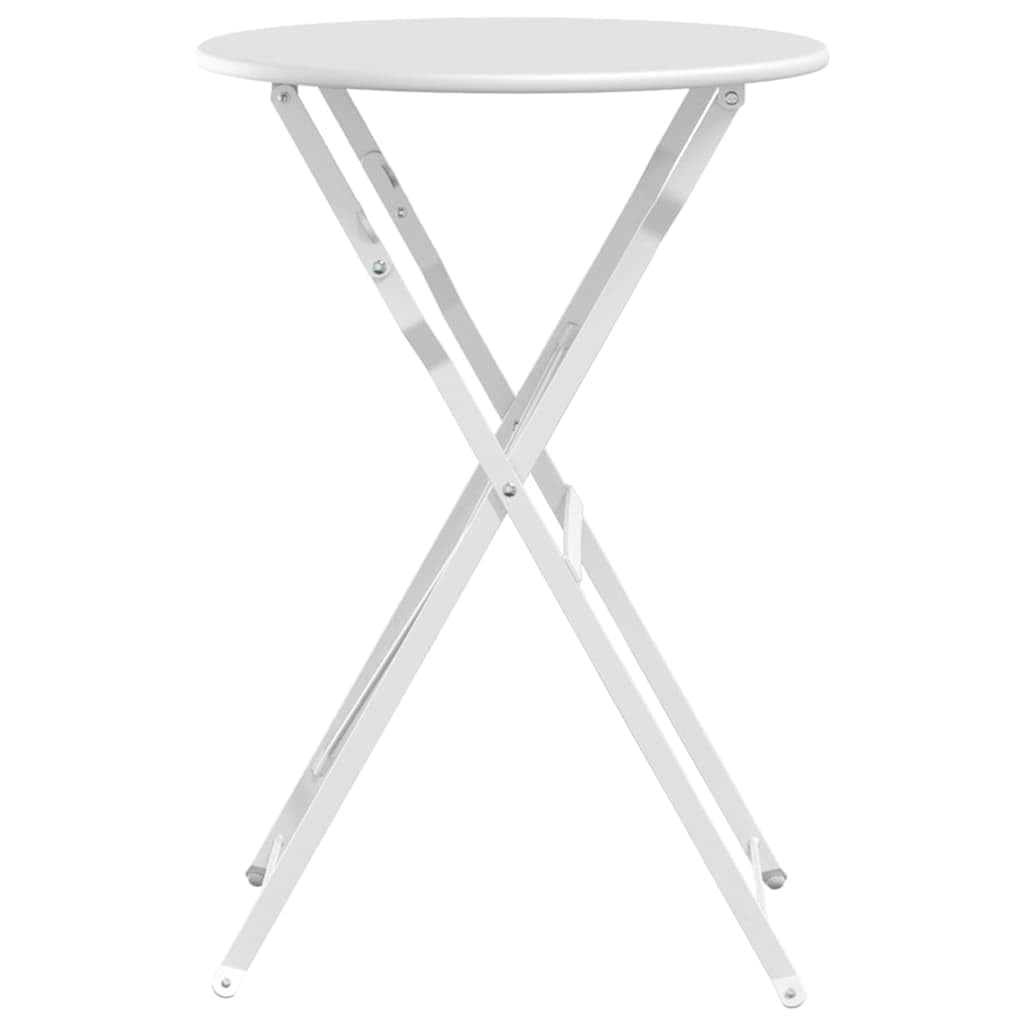 Stolik bistro biały ze stali malowanej proszkowo, Ø 50 x 71 cm, składany i odporny na warunki atmosferyczne, zajmuje mało miejsca stół ogrodowy na taras, balkon, do użytku na zewnątrz i na