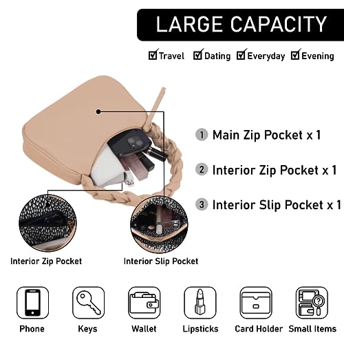 Image of Emperia Braided Top Handle Shoulder Bag For Women, Trendy Designer Small Hobo Tote Handbag