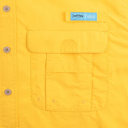 Tuna Men's Fishing Outdoor Button Down UPF 50+ Sun Protection Waterproof Hiking Short Sleeve Shirts4