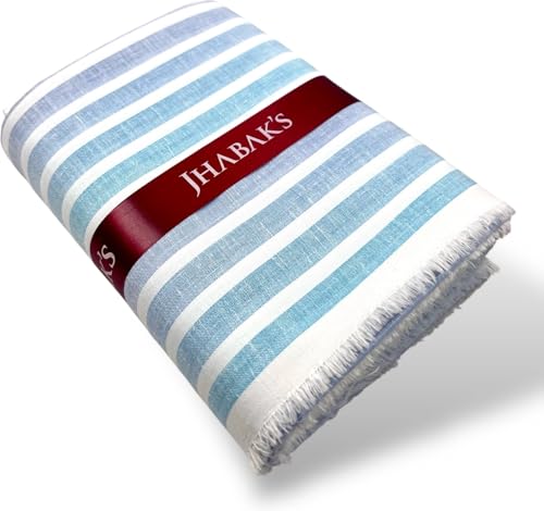 Image of JHABAK'S Unstitched Striped Shirt Fabric for Men - Cotton Linen Blend Lining Material - Shirt and Kurta Piece Cloth