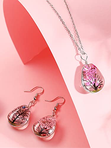 36 Pieces Lacework Transparent Resin Beads Necklace Pendant Mixed Colors Dried Flower Tree Resin Bead Pendant Charm Beads Bracelet Making Kit For Girls Diy Jewelry Crafts (Drop Shape, Oval Shape) #TOP3