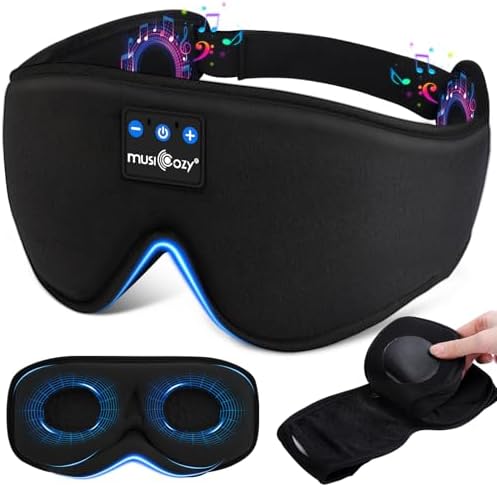 MUSICOZY Bluetooth Sleep Mask Headphones with 2 Removable 3D Cups...