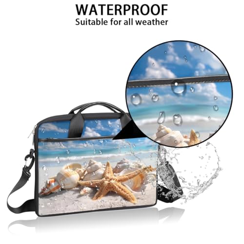 Funda para laptop de playa, arena y conchas marinas, funda delgada para laptop de 15 pulgadas, bolso informático con correa para hombro, maletín profesional para mujeres y hombres, bolso mensajero para trabajo, oficina y viajes miniatura 3