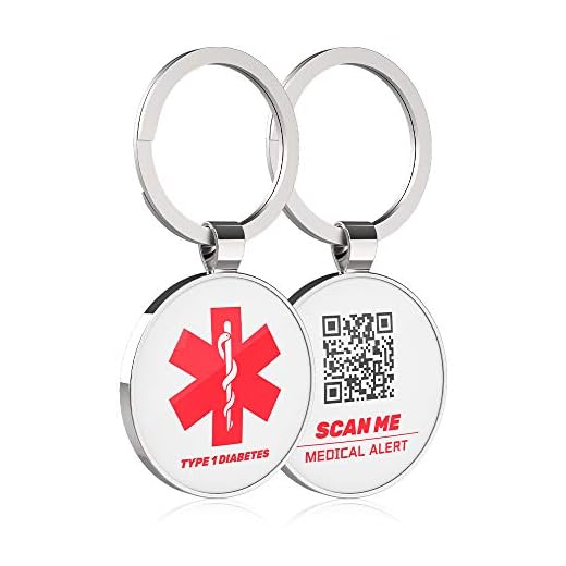 DISONCARE Diabetic Insulin Medical Alert Tag,QR Customization Medical Id Keychain,Save More Important Medical Information