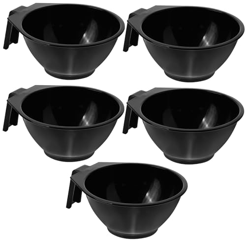 SWOOMEY Cuencos Resistentes y Convenientes 5 Piezas para Mezclar Tinte de Cabello de Plástico Negro para y Uso Profesional en Peluquería