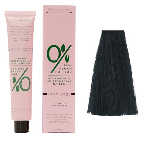 Lejavini 0% Bio Vegan For You 100mL Color 1/8 | Tinte Crema Colorante Permanente Vegana sin Amoniaco - Crema de Coloración Natural para el Cabello Sin Amoníaco
