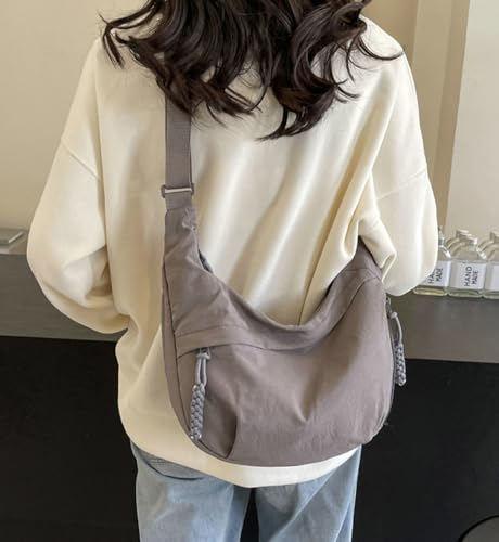 Image of Hobo Bag for Women Men Crescent Shoulder Bag Retro Nylon Canvas Crossbody Bag Slouchy Corduroy Dumpling Bag Purse | Retro