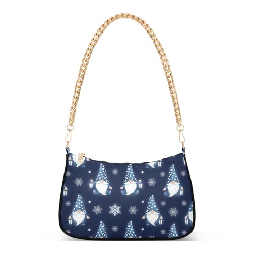 Sac à main pour femme bleu marine résistant à l'hiver avec motif nain de Noël