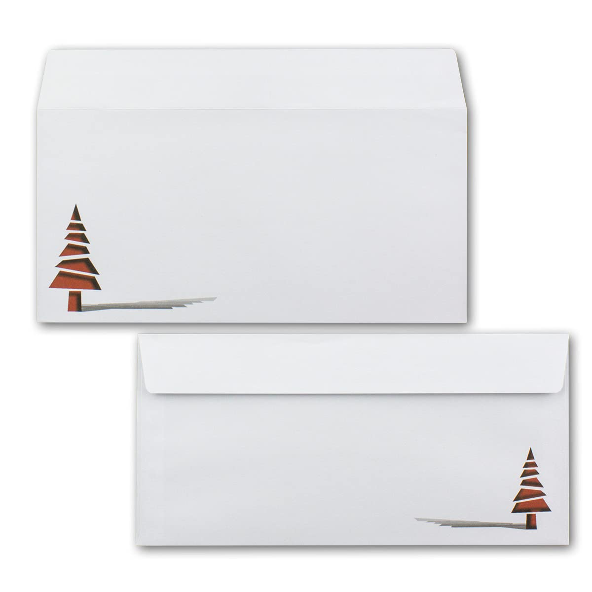 700 buste per lettere, formato DIN lungo, con albero di Natale rosso, chiusura adesiva, 110 x 220 mm, 120 g/m², motivo per aziende e private