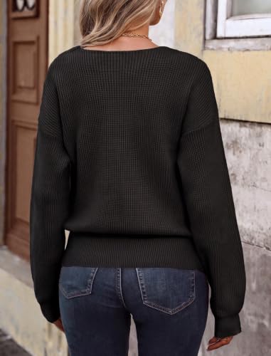 Image of ZAFUL Women's V Neck Cable Knit Sweater