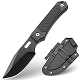 SPITZKANTE EDC Fixed Blade Knife DS-X1, 7'' Full Tang with Sheath, Fire Starter Rod, Horizontal Carry for Everyday Carry, Camping & Hiking