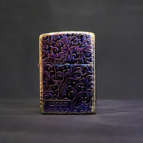 Encendedor Zippo diseño arabesco azul metálico miniatura 2