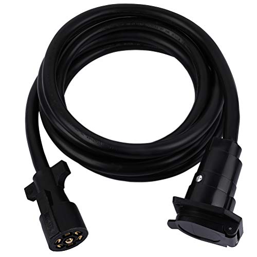 ECCPP Premium 7 Way 12 Ft Plug Inline Trailer Cord, Auto Trailer Extension Cord Wire with 7 Pin Connector Plug Male to Female for RV Trailers, 5TH Wheel to Truck or Van, Campers