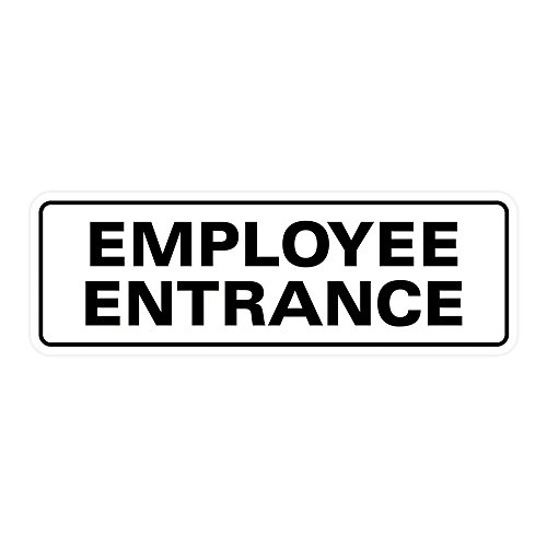 Standard Employee Entrance Door/Wall Sign - White - Medium