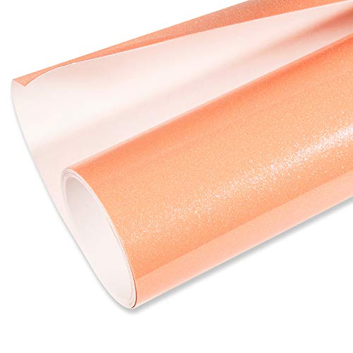 VINYL FROG Adhesive Vinyl Roll 12"x5ft Glitter Craft Vinyl for Home Decor Permanent Shimmer Vinyl for Mugs(Orange)
