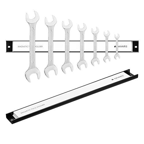 Navaris 2x Werkzeug Magnetleiste 45,7cm lang - Werkzeughalter Magnetband Wand Leiste Magnethalter - Werkzeughalterungen für Werkstatt - 15kg Traglast